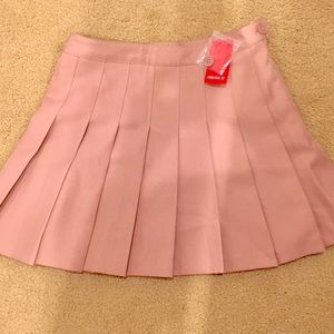 dusty pink pleated mini skirt
